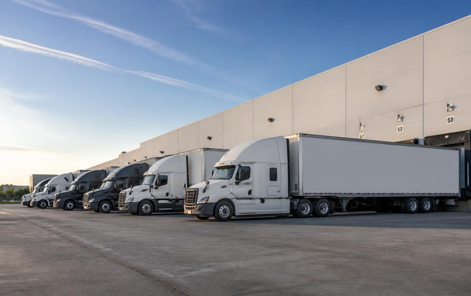 Fleet of ART Trans LLC semi-trucks parked at the terminal