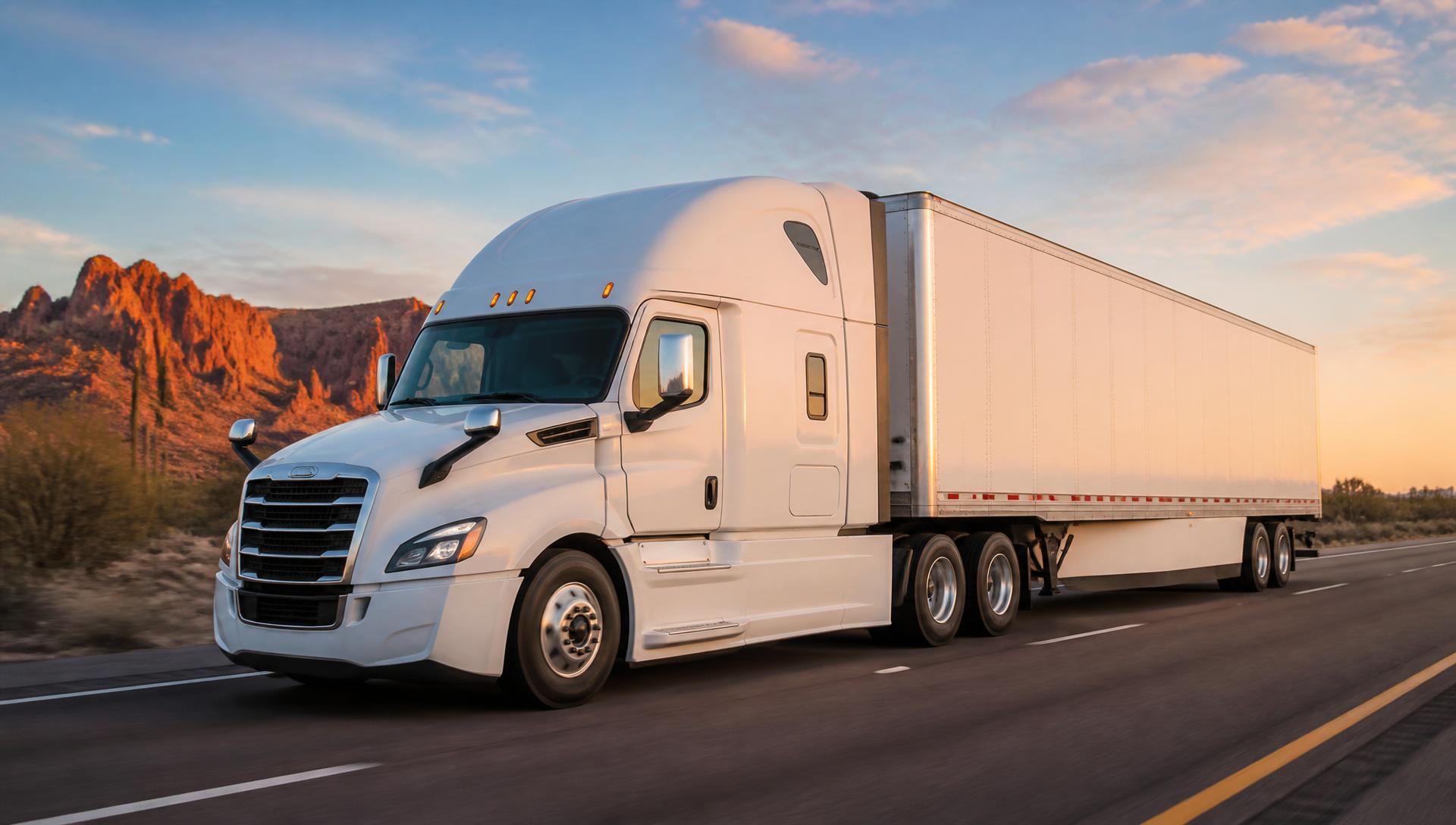 ART Trans LLC semi-truck on an Arizona highway at sunset